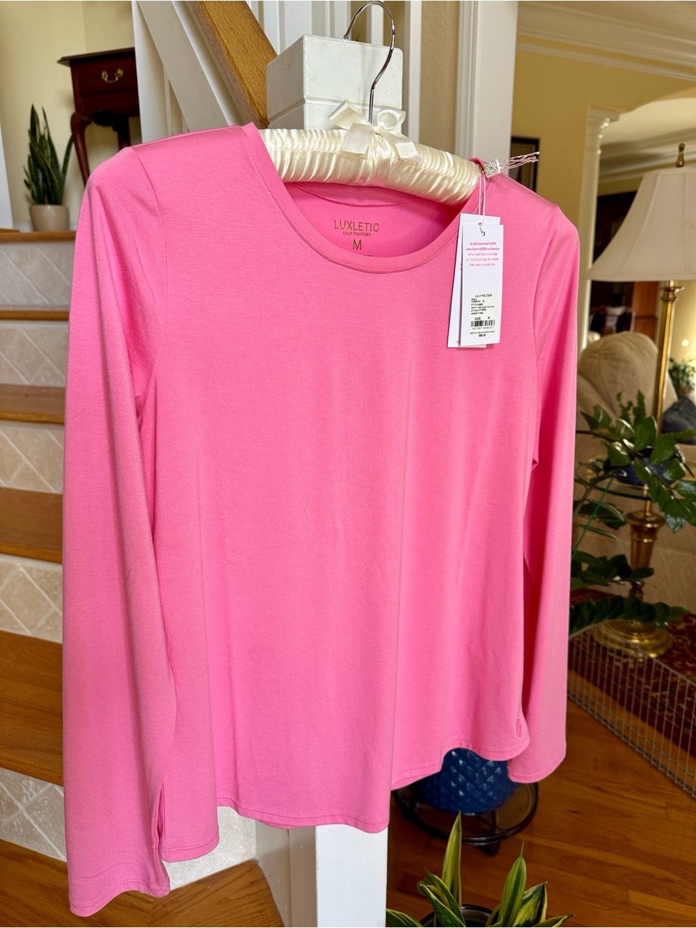 Lilly Pulitzer Luxletic Westley Long Sleeve Tee UPF 50+, Confetti Pink, M - Picture 5 of 9